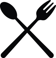 Spoon and Fork Crossed Silhouette Icon