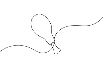 Minimalist one line drawing of fried chicken outline art design on white background for food concept