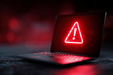 A laptop with a red exclamation point on the screen