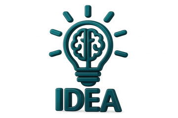 Fototapeta premium 3d rendering of a light bulb containing a brain symbolizes innovation and creativity, set against a transparent background