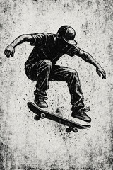 Obraz premium Skater&nbsp;Grunge&nbsp;Blanco&nbsp;y&nbsp;Negro 
