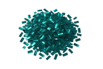 Fototapeta premium Metallic turquoise confetti forming an exploding sphere on a transparent background, perfect for festive designs and celebrations