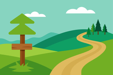 Fototapeta premium Illustration of a path through the hills