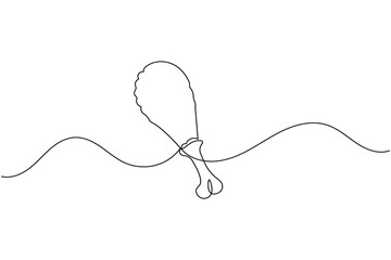 Obraz premium Minimalist one line drawing of fried chicken outline art design on white background for food concept