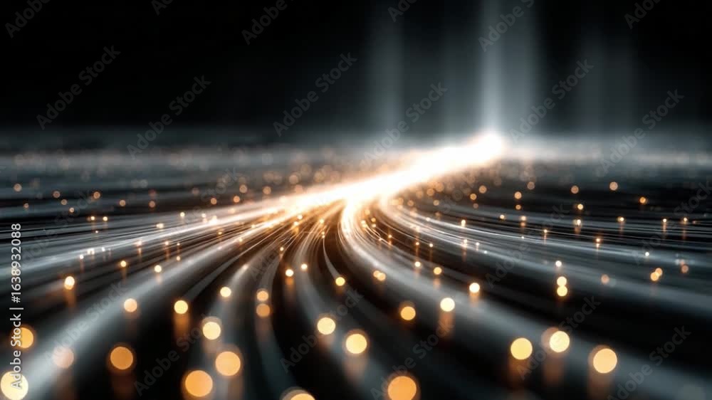 Poster illuminating path: a visual representation of technological advancements, highlighting fiber optic c