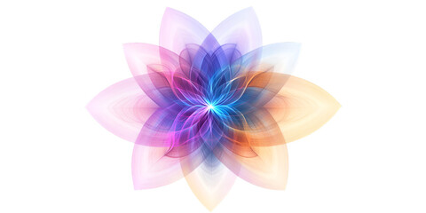 Symmetrical Spirograph Flower in Neon Isolated on Transparent Background