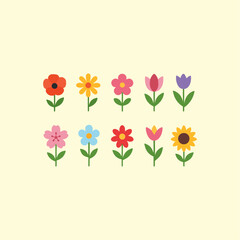 10 colors vector flower icon
