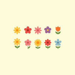 10 color flowers icon