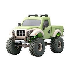 Fototapeta premium Green Off-Road Toy Truck with Large Tires and Detailed Design on Transparent Background