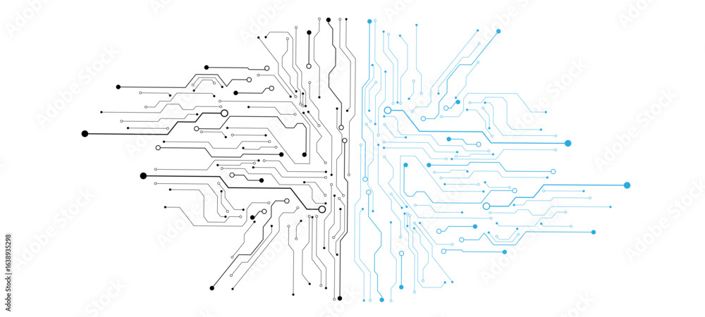 Poster abstract digital background with technology circuit board texture. electronic motherboard illustrati