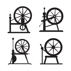 Antique Spinning Wheel Yarn Design Silhouette Bundle