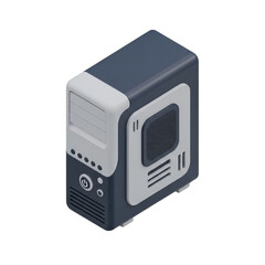 Fototapeta premium Retro Style Computer Case in Isometric View