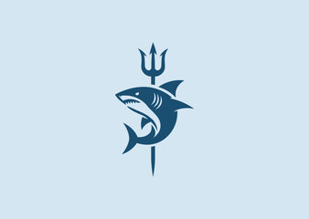 A fierce shark holding Poseidon’s trident, representing dominance, the ocean’s might, and authority.