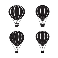 Obraz premium Vintage Hot Air Balloon Travel Silhouette Set