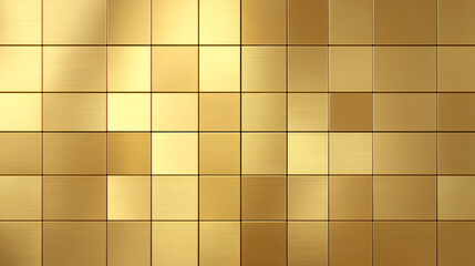 金色のタイルが整然と並ぶメタルグリッドの抽象背景
