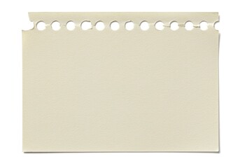 Isolated beige sheet with perforation evokes nostalgic handwritten notes
