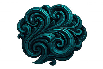 Fototapeta premium Intricate turquoise swirls forming ethereal cloud-like pattern, curling gracefully against translucent background with flowing organic design element