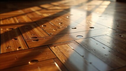 Indoor scene of wood grain flooring
