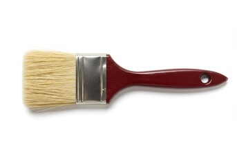 Close-up studio shot of a painter's brush with wooden handle on white,isolated