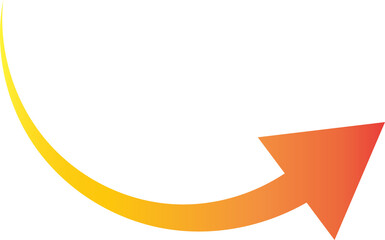 Curved orange arrow pointing upward against black background