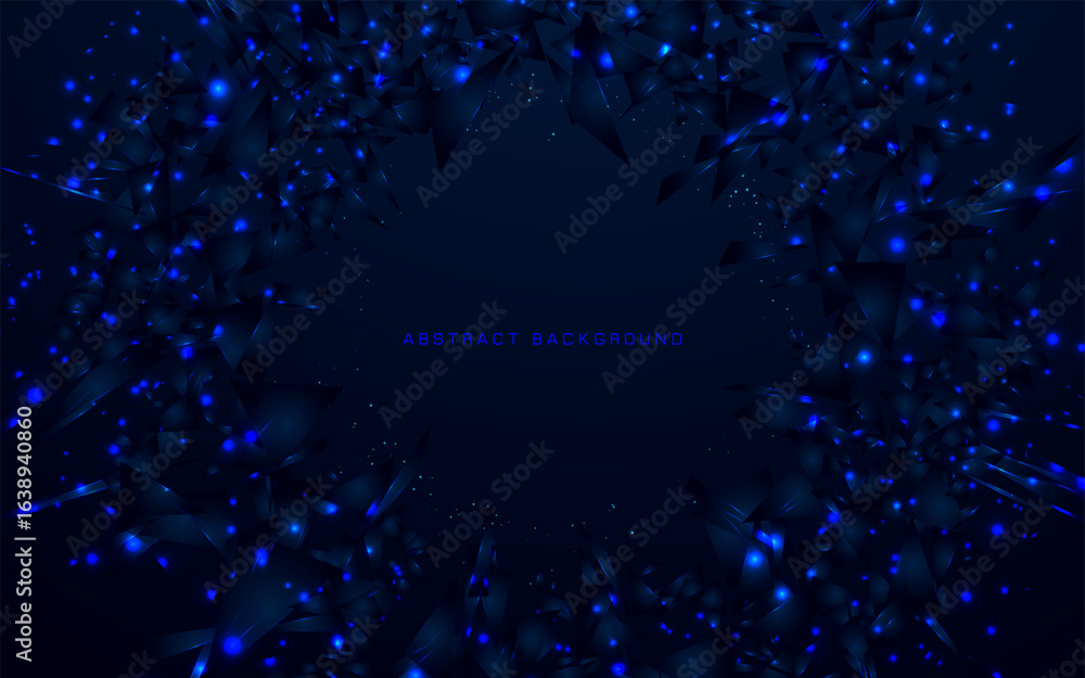 Poster abstract chaotic explode polygon and lighting effect sparkle background with futuristic hi technolog