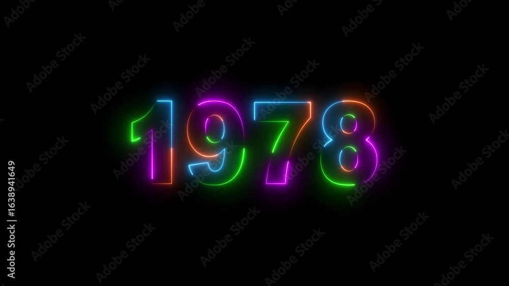 Poster horizontal timeline animation scrolling smoothly to the year 1978. ideal for history documentaries, 