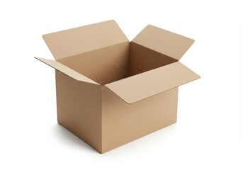 Open Cardboard Box on Seamless White Background in Studio Lighting