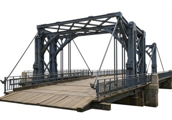 Obraz premium Detailed view of a vintage-style bascule bridge against an empty backdrop