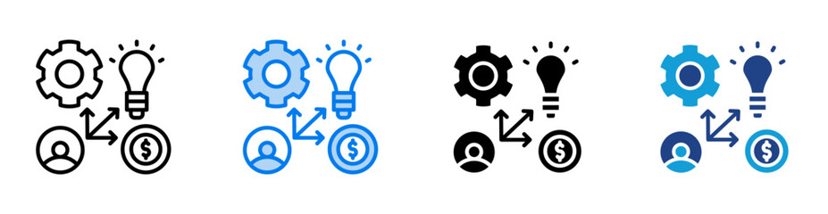 Obraz premium Entrepreneurship icon set multiple style collection