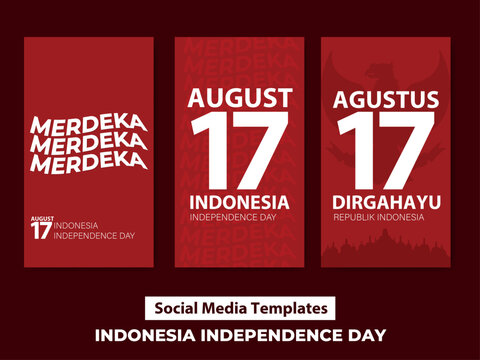 Social Media Templates Celebrating Indonesia Independence Day On August