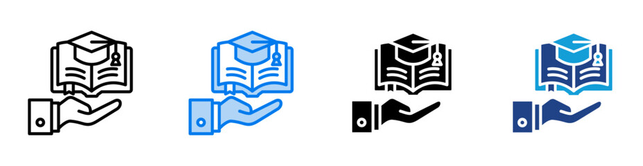 Educational icon set multiple style collection