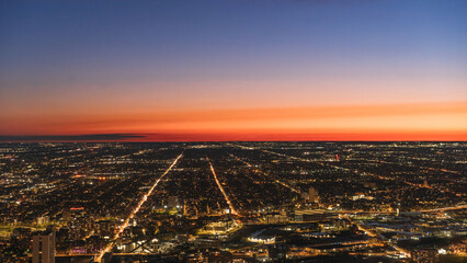 Night aerial view of Chicago from observation deck