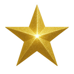 Obraz premium Radiant Golden Five-Pointed Star Ornament Emitting Bright Light, Symbolizing Success and Celebration