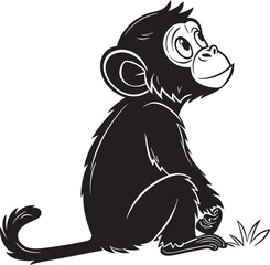 Black monkey vector icon monkey vector silhouette