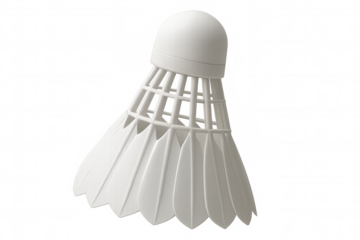 White shuttlecock rotating gracefully against a transparent background, ideal for showcasing badminton-related themes and projects