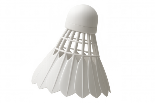 White shuttlecock rotating gracefully against a transparent background, ideal for showcasing badminton-related themes and projects