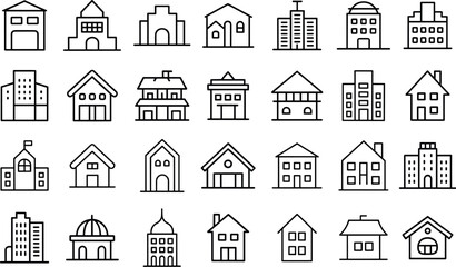 Fototapeta premium building architecture, house, set estate, residential, property, real, signs and more vector illustration