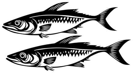 Silhouette of a Mackerel Group Moving in Synchronized Speed