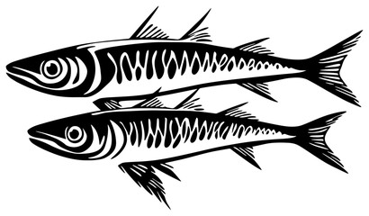 Silhouette of a Mackerel Group Moving in Synchronized Speed