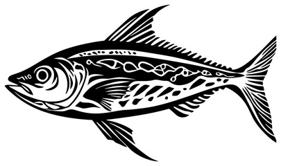 Silhouette of a Lone Mackerel Darting Through Open Waters