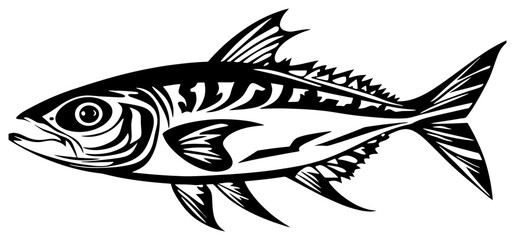 Silhouette of a Lone Mackerel Darting Through Open Waters