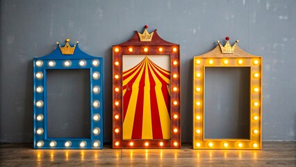  Decorative circus style frames with crown and lights
