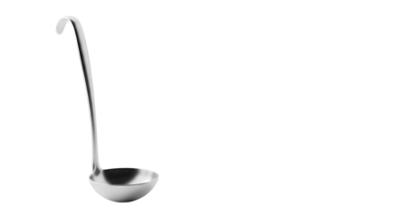 Silver Ladle Sits Elegantly Against Black Backdrop, Offering Kitchen Utensil Simplicity