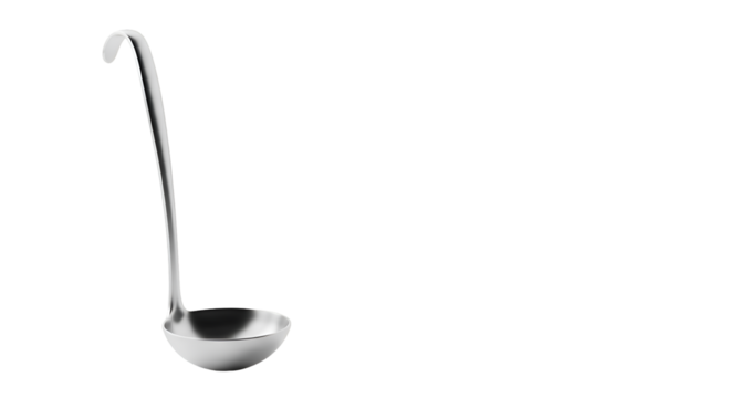 Silver Ladle Sits Elegantly Against Black Backdrop, Offering Kitchen Utensil Simplicity