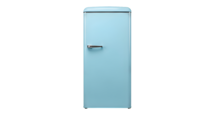 Isolated Refrigerator Stands Vertically in Studio Lighting with Retro Design Accents