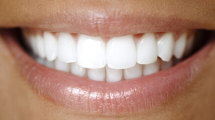 Obraz premium Close-up of a natural smile with perfect white teeth, highlighting dental health and confidence.
