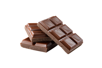 Stack of dark chocolate bars isolated on transparent background