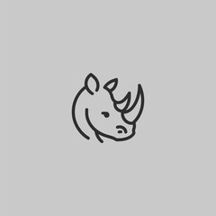 Rhino head logo in bold and clean minimalist line art design.