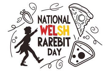 Fototapeta premium NATIONAL WELSH RAREBIT DAY vector illustration