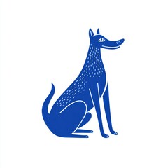 Naklejka premium Cobalt Blue Stylized Dog Illustration on White